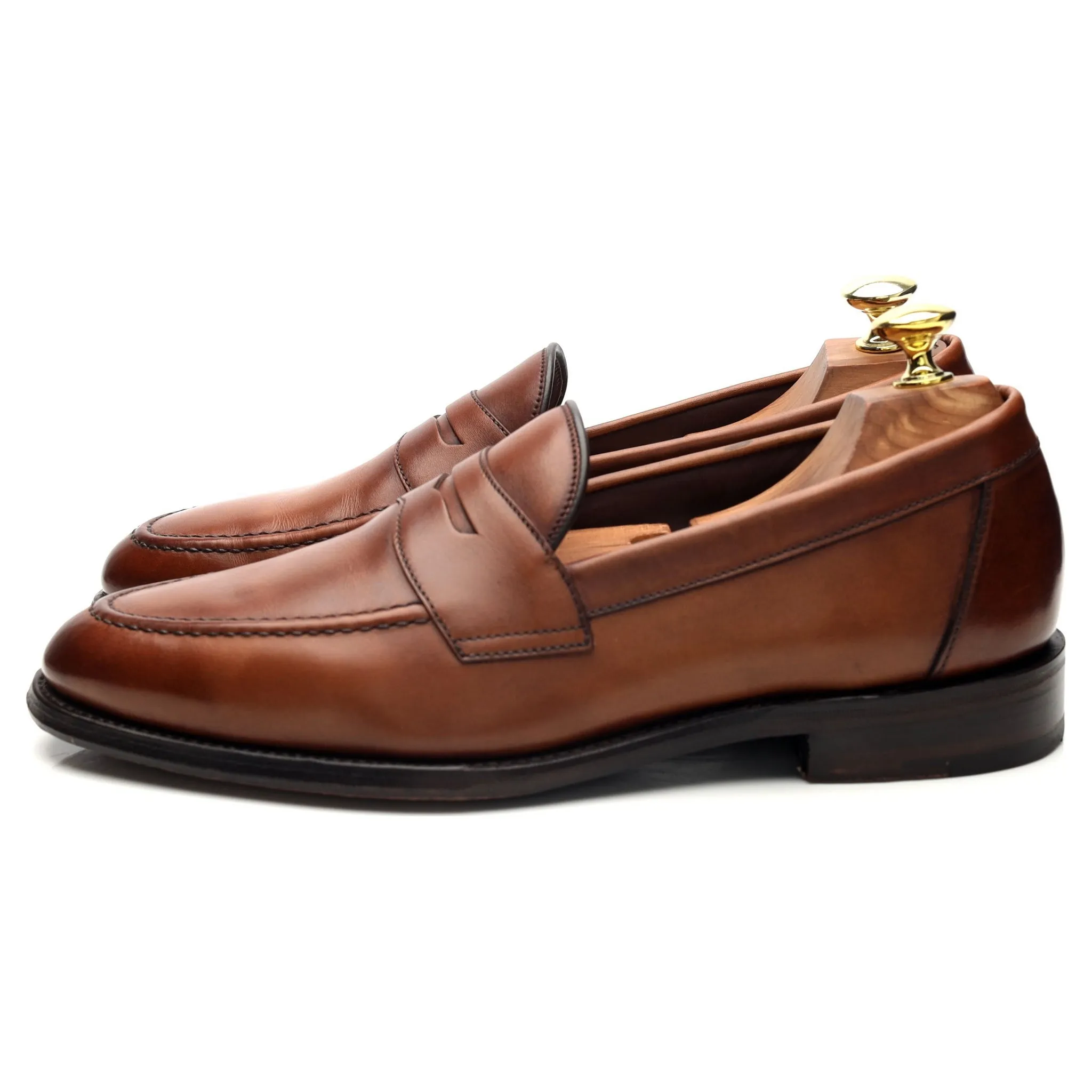 1880 'Hornbeam' Tan Brown Leather Loafers UK 7.5 F