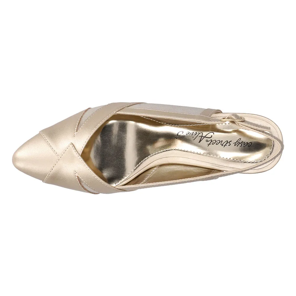 Avena Metallic Pointed Toe Slingback Pumps