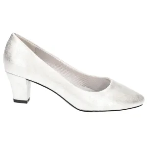 Ballari Metallic Round Toe Block Heel Pumps