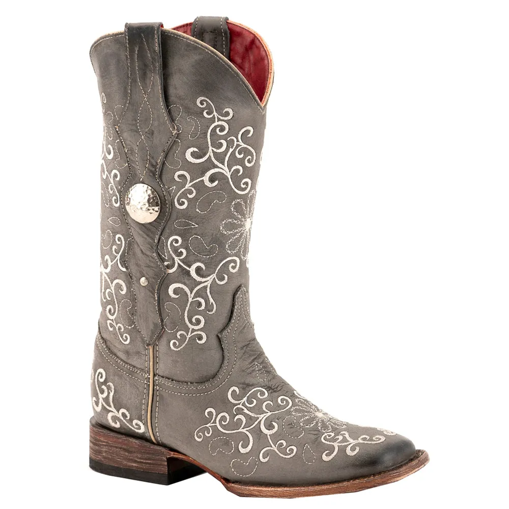 Bella Embroidered Square Toe Cowboy Boots
