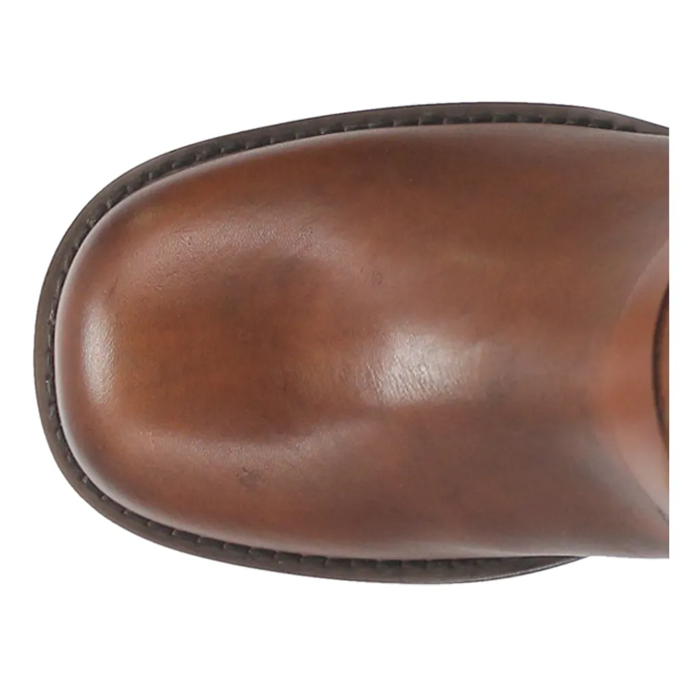Blacklist Tooled Inlay Round Toe Pull On Motorcycle Boots