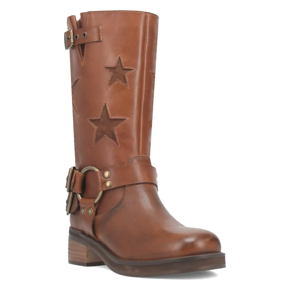 Blacklist Tooled Inlay Round Toe Pull On Motorcycle Boots