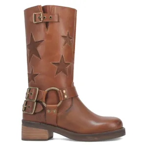Blacklist Tooled Inlay Round Toe Pull On Motorcycle Boots