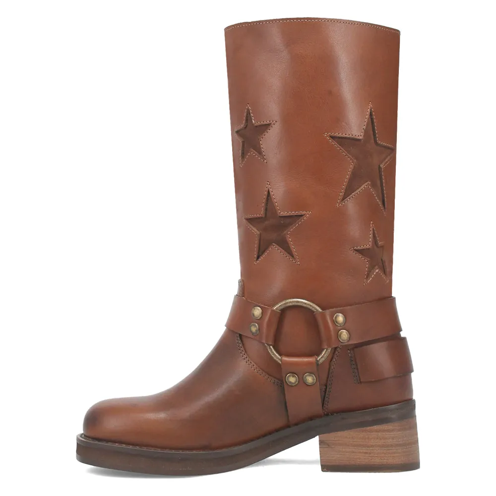 Blacklist Tooled Inlay Round Toe Pull On Motorcycle Boots