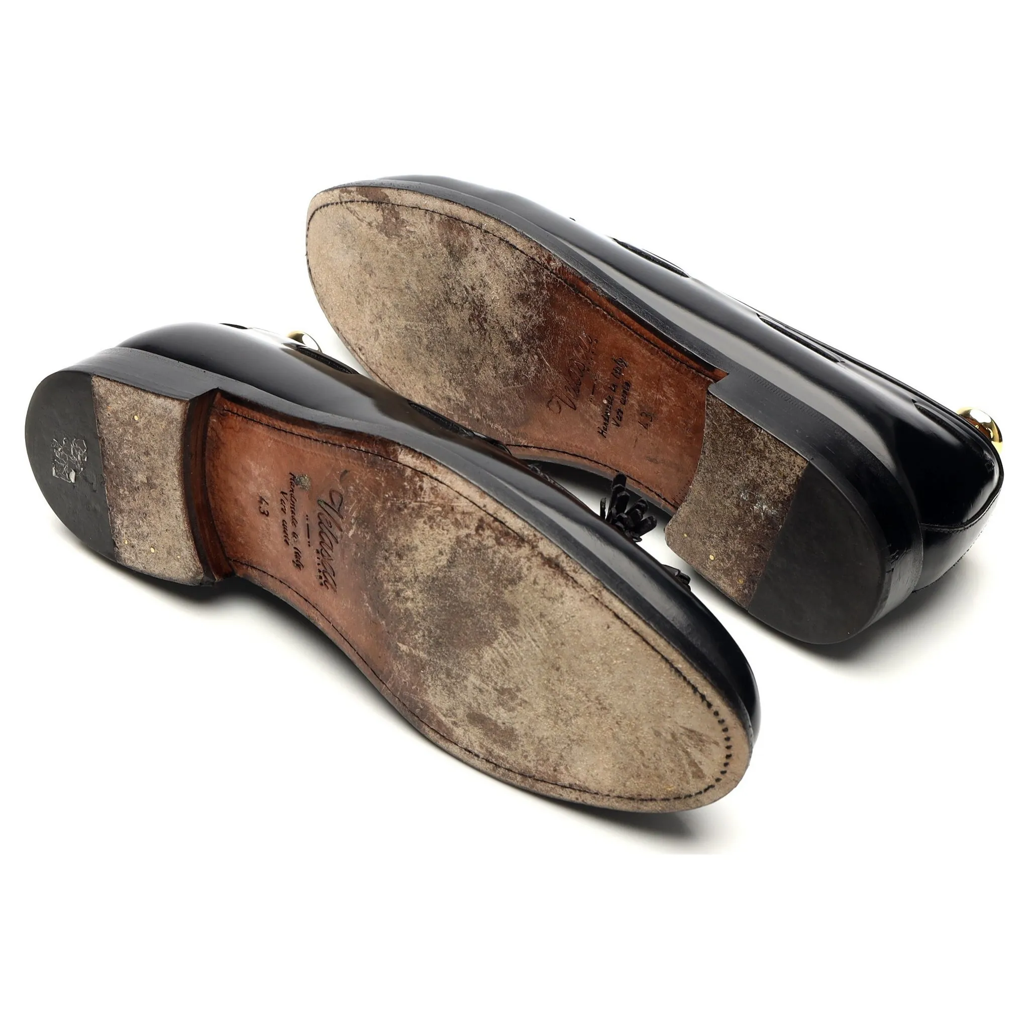 'Cadregatt' Black Leather Tassel Loafers UK 9.5