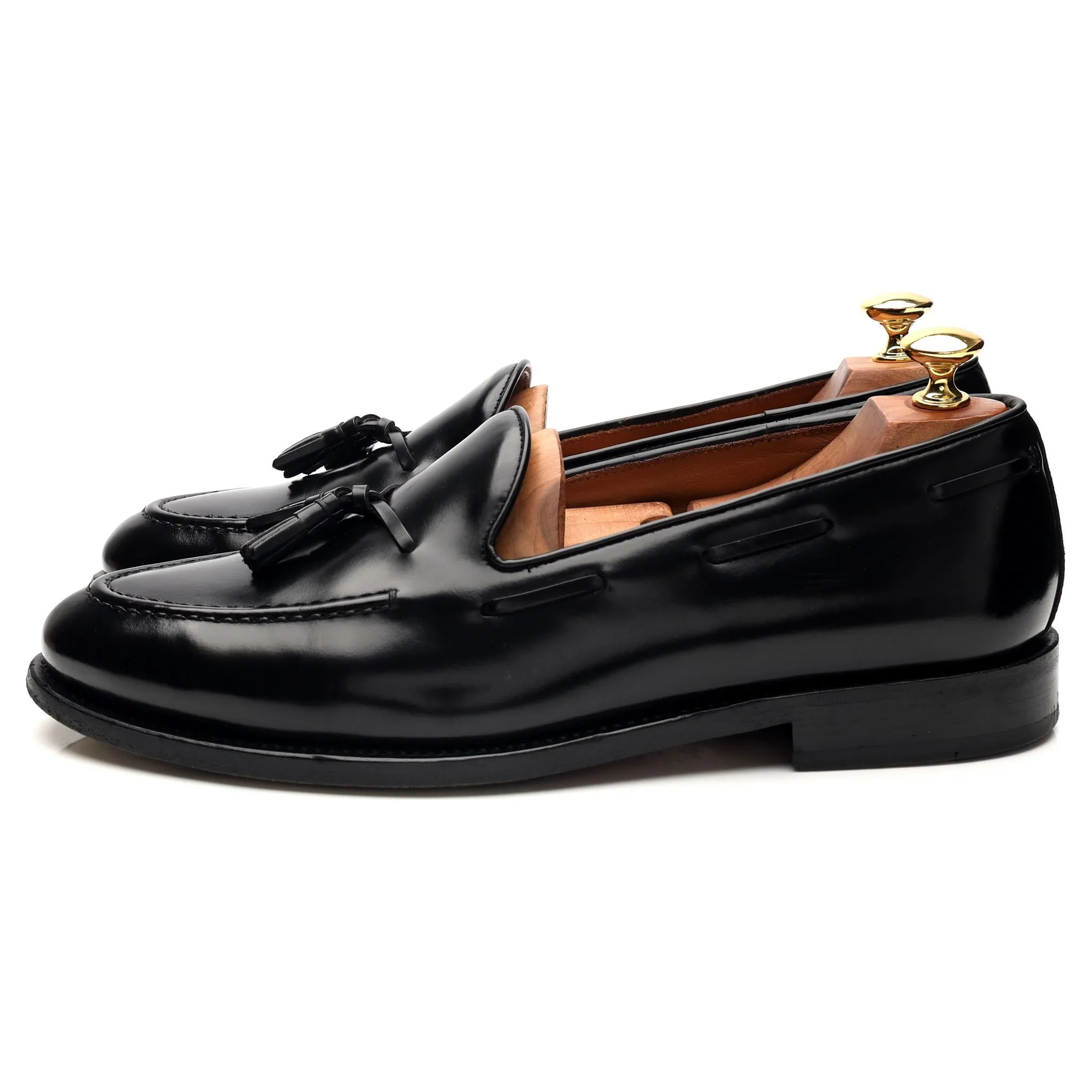 'Cadregatt' Black Leather Tassel Loafers UK 9.5