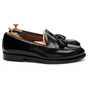 'Cadregatt' Black Leather Tassel Loafers UK 9.5