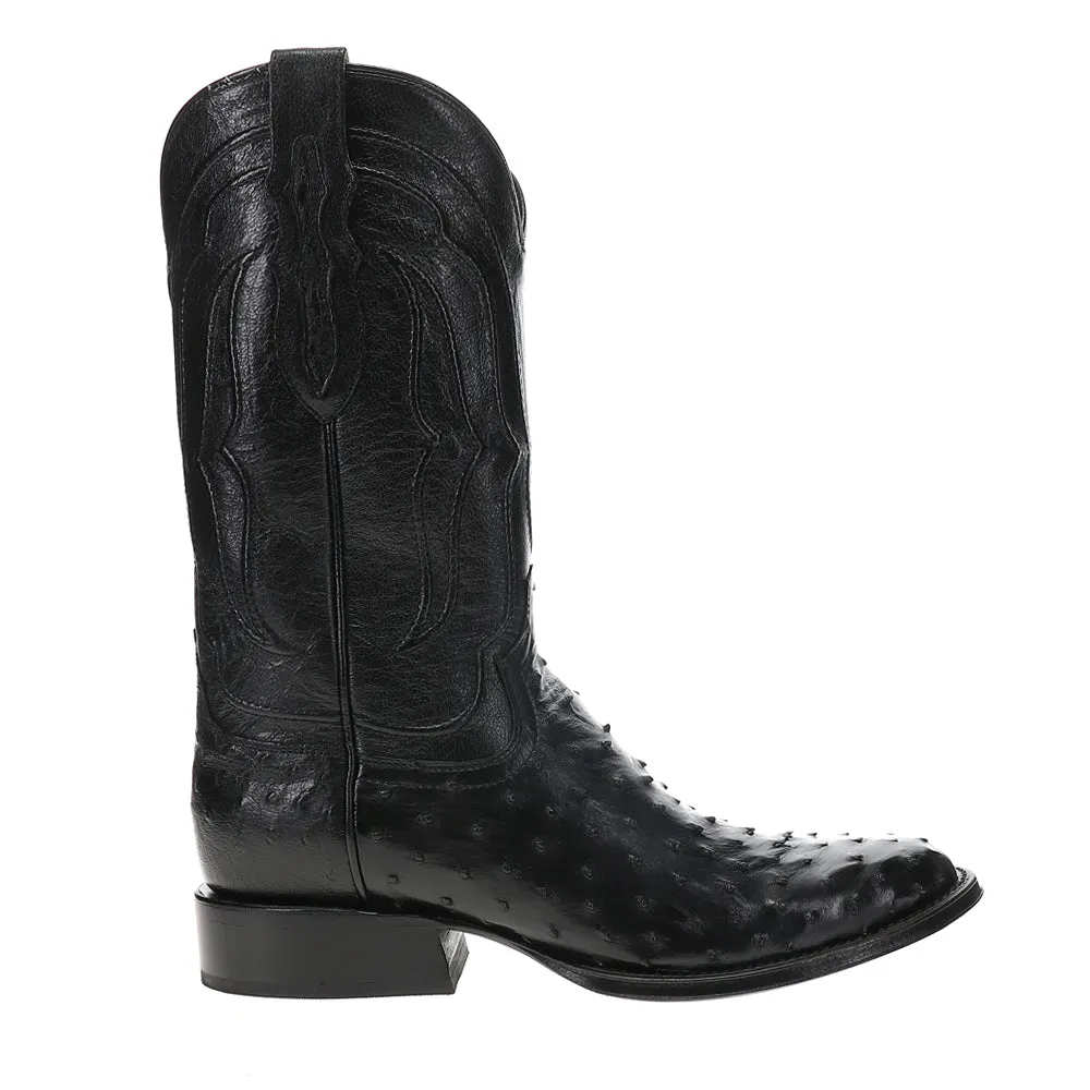 Canonero Full Quill Ostrich Round Toe Pull On Cowboy Boots