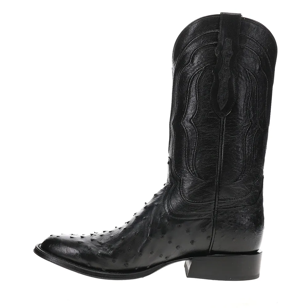 Canonero Full Quill Ostrich Round Toe Pull On Cowboy Boots
