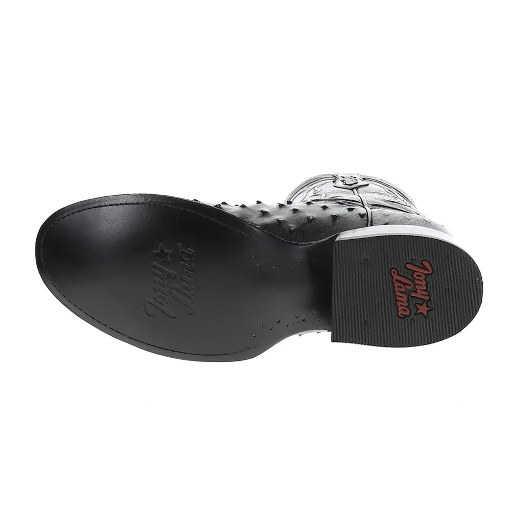 Canonero Full Quill Ostrich Round Toe Pull On Cowboy Boots