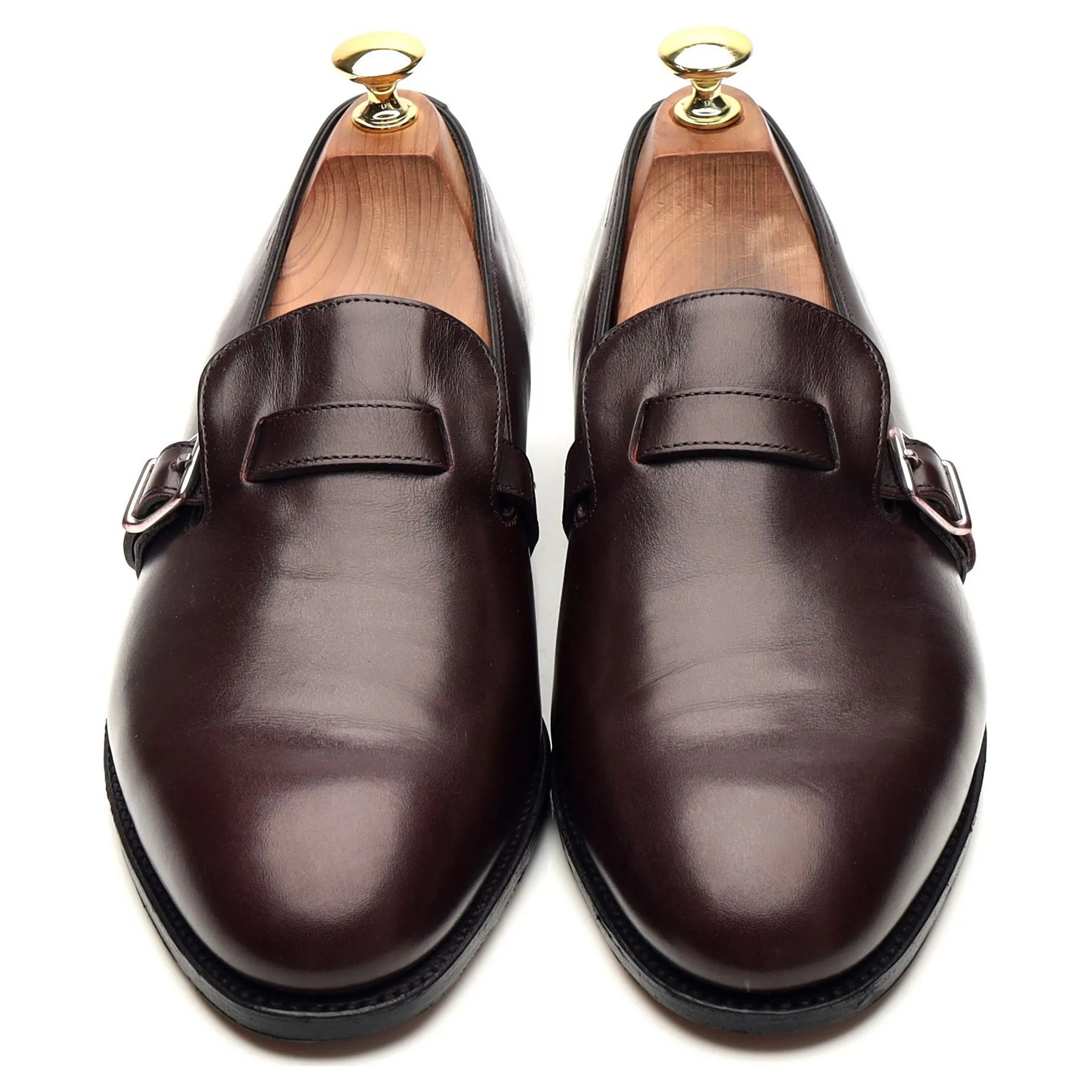 'Delano II' Burgundy Leather Monk Strap Loafers UK 8 E