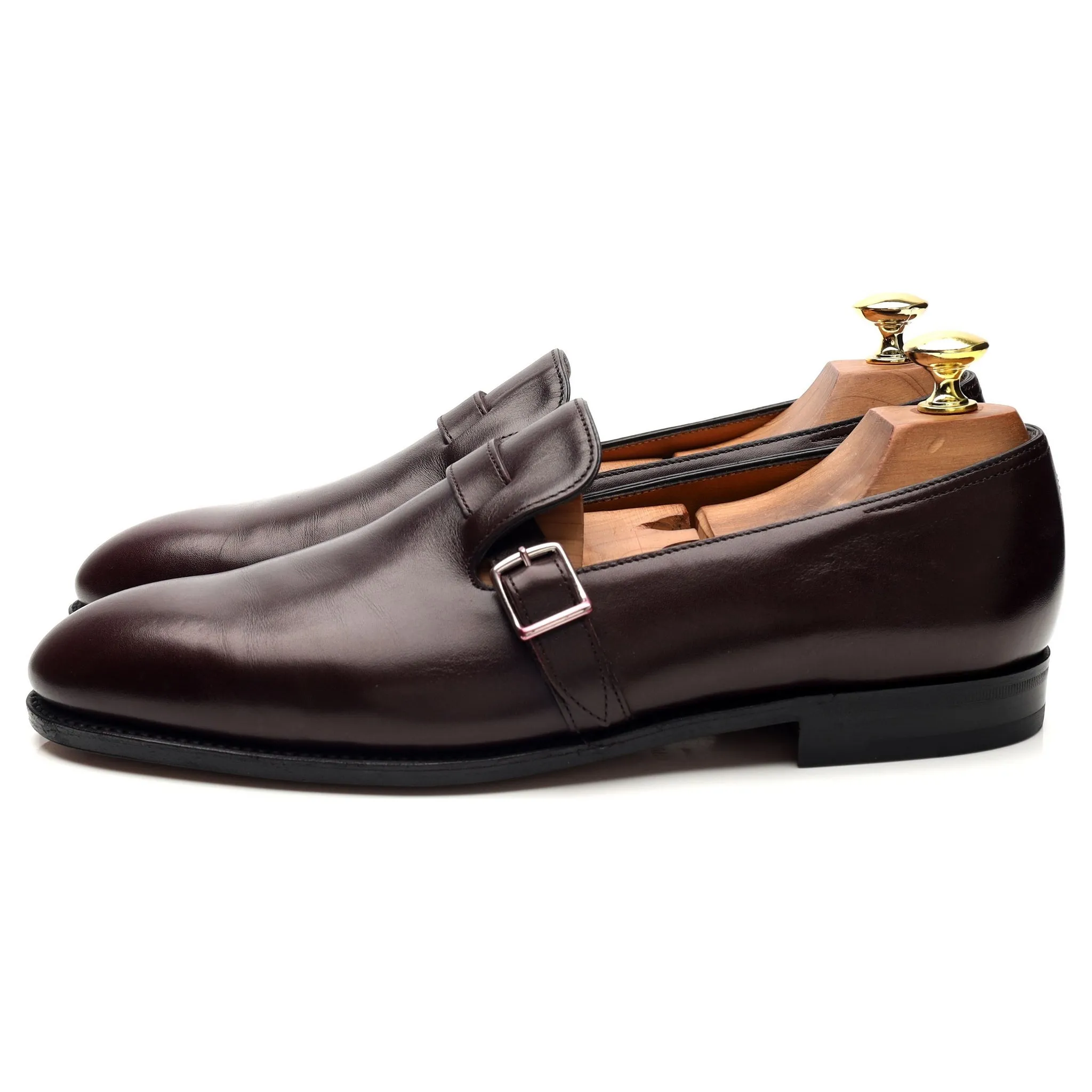 'Delano II' Burgundy Leather Monk Strap Loafers UK 8 E
