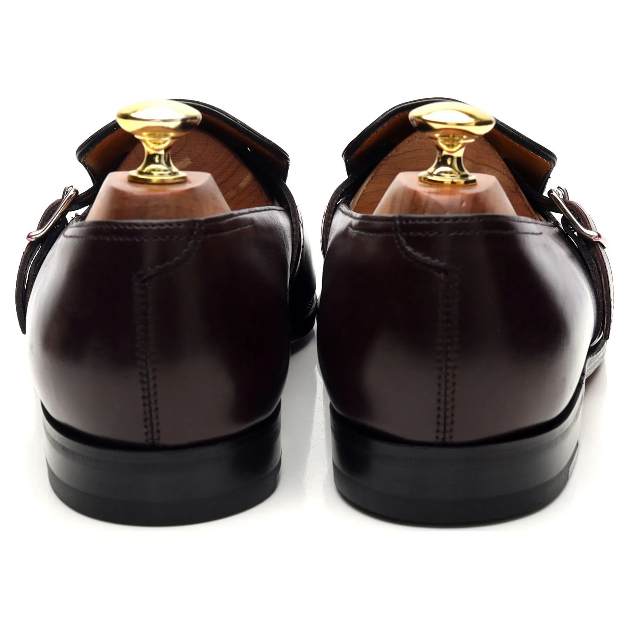 'Delano II' Burgundy Leather Monk Strap Loafers UK 8 E