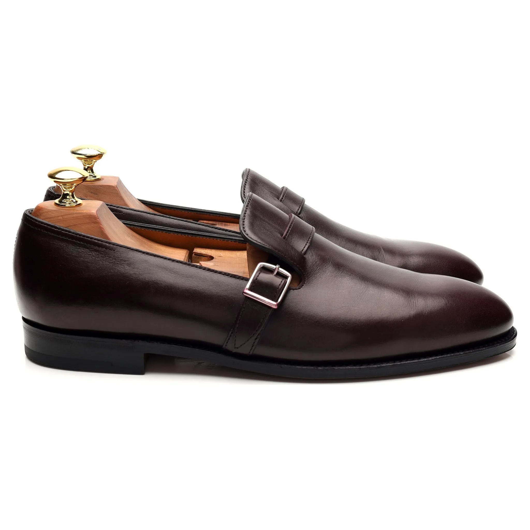 'Delano II' Burgundy Leather Monk Strap Loafers UK 8 E