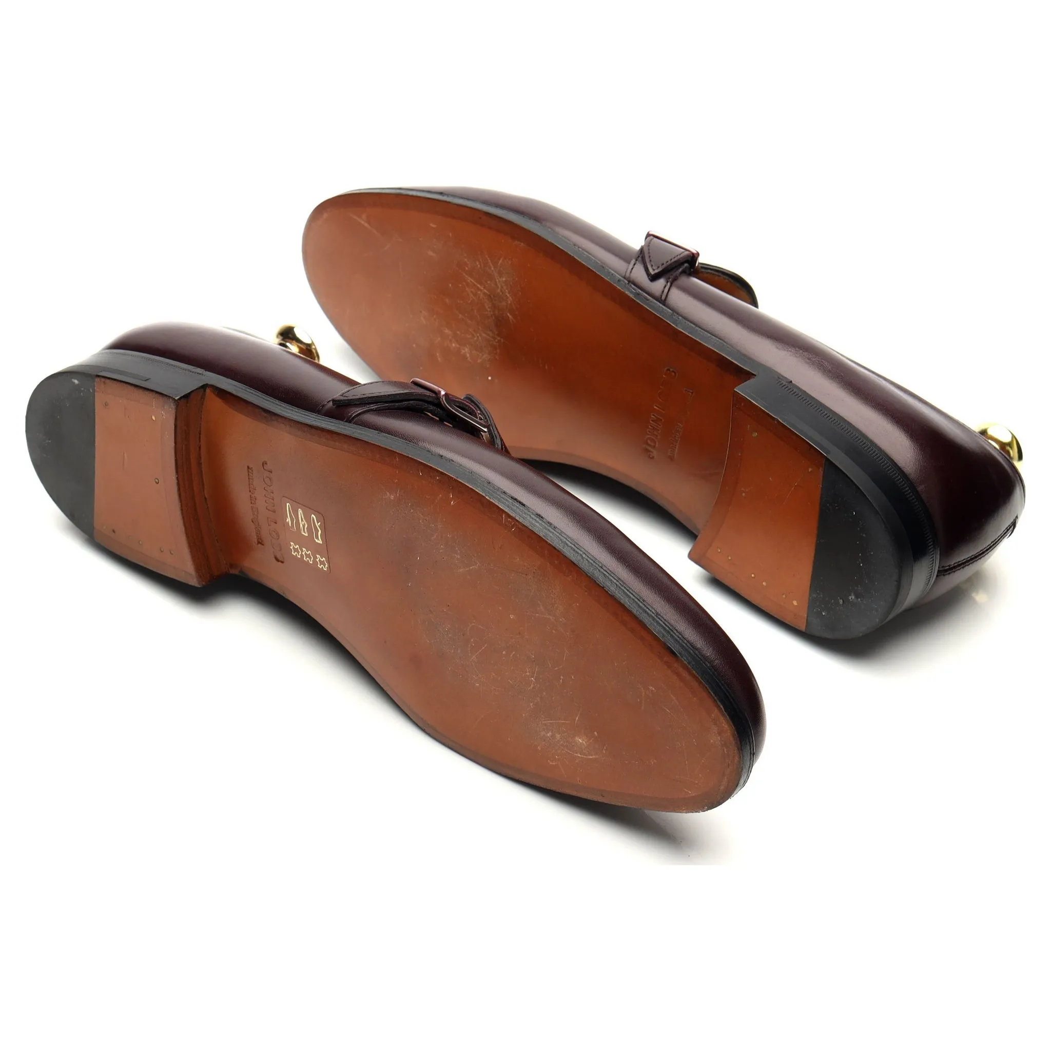 'Delano II' Burgundy Leather Monk Strap Loafers UK 8 E