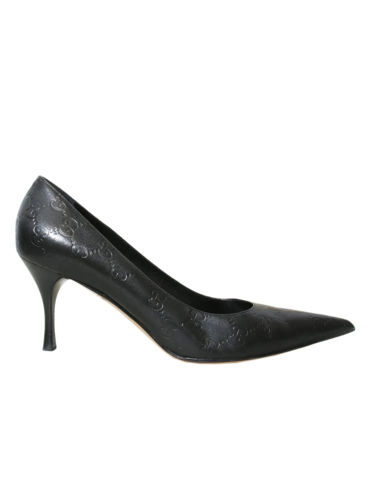Embossed Monogram Pointed Pumps