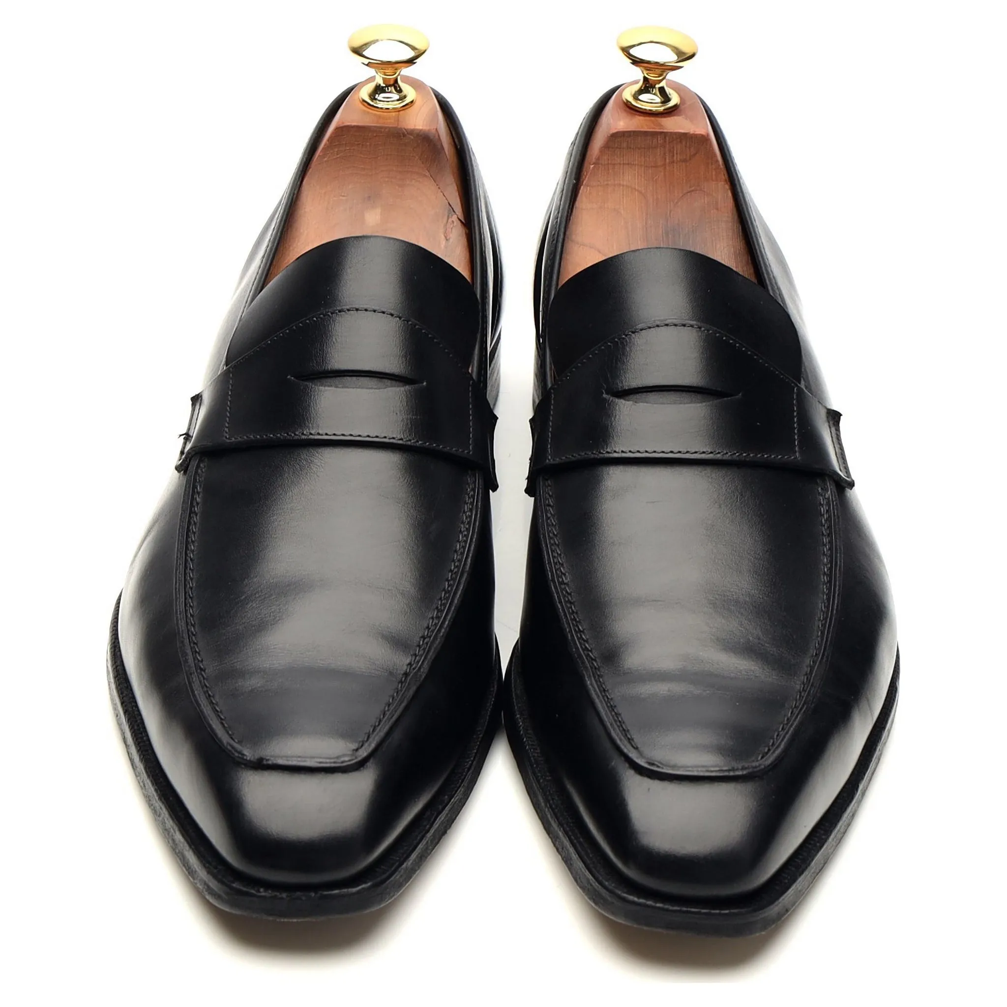 'George' Black Leather Penny Loafers UK 9 E