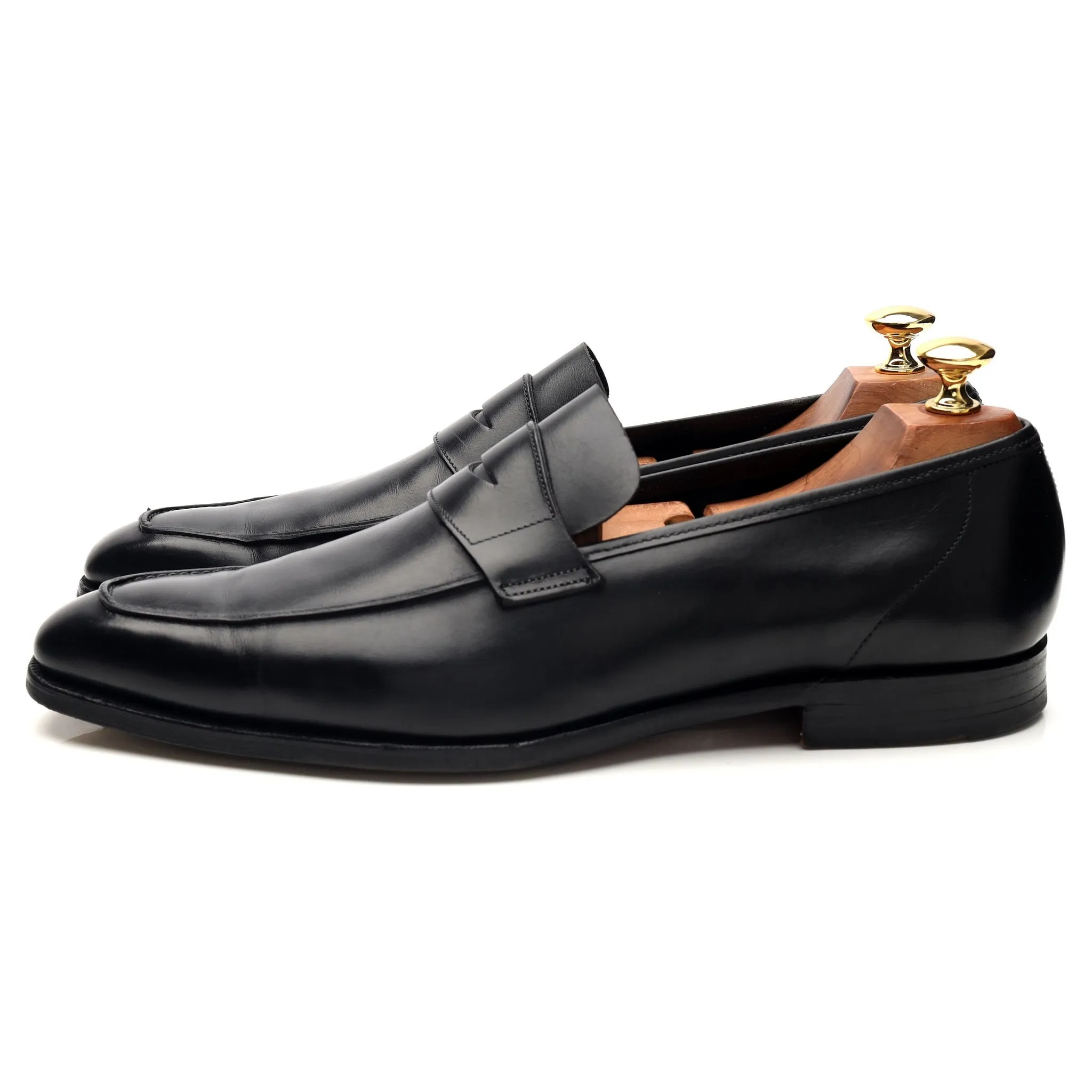 'George' Black Leather Penny Loafers UK 9 E