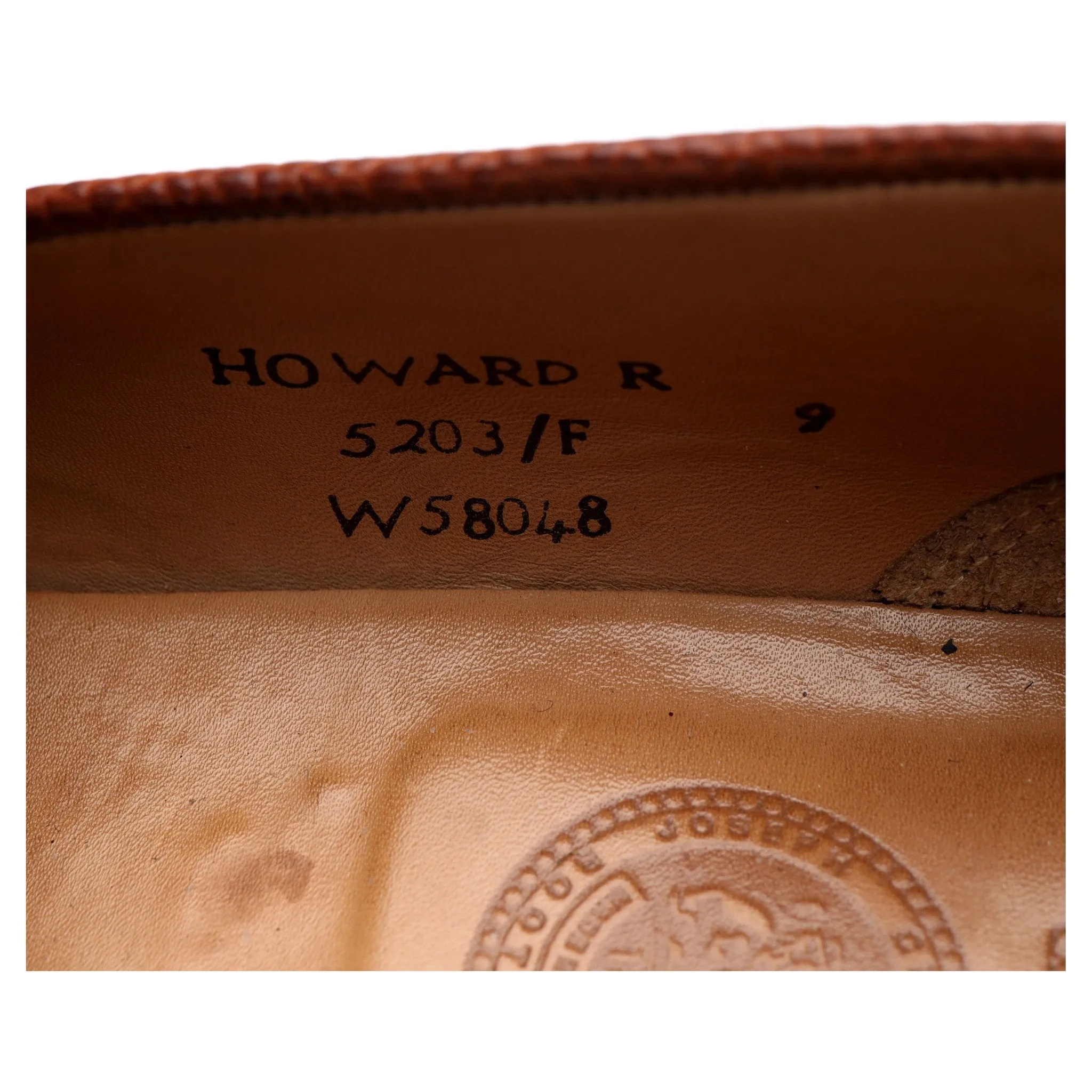 'Howard' Tan Brown Grain Leather Loafers UK 9 F