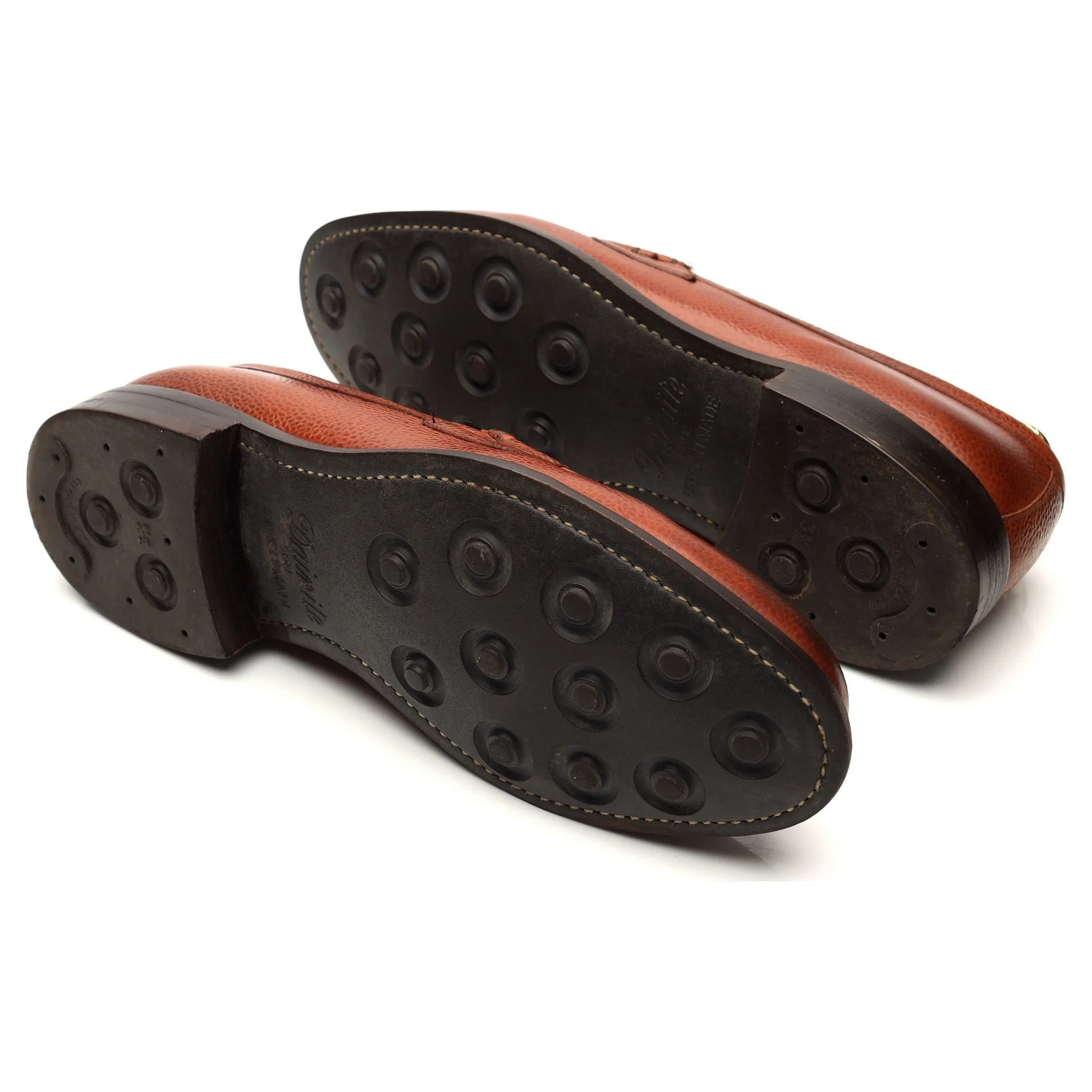 'Howard' Tan Brown Grain Leather Loafers UK 9 F