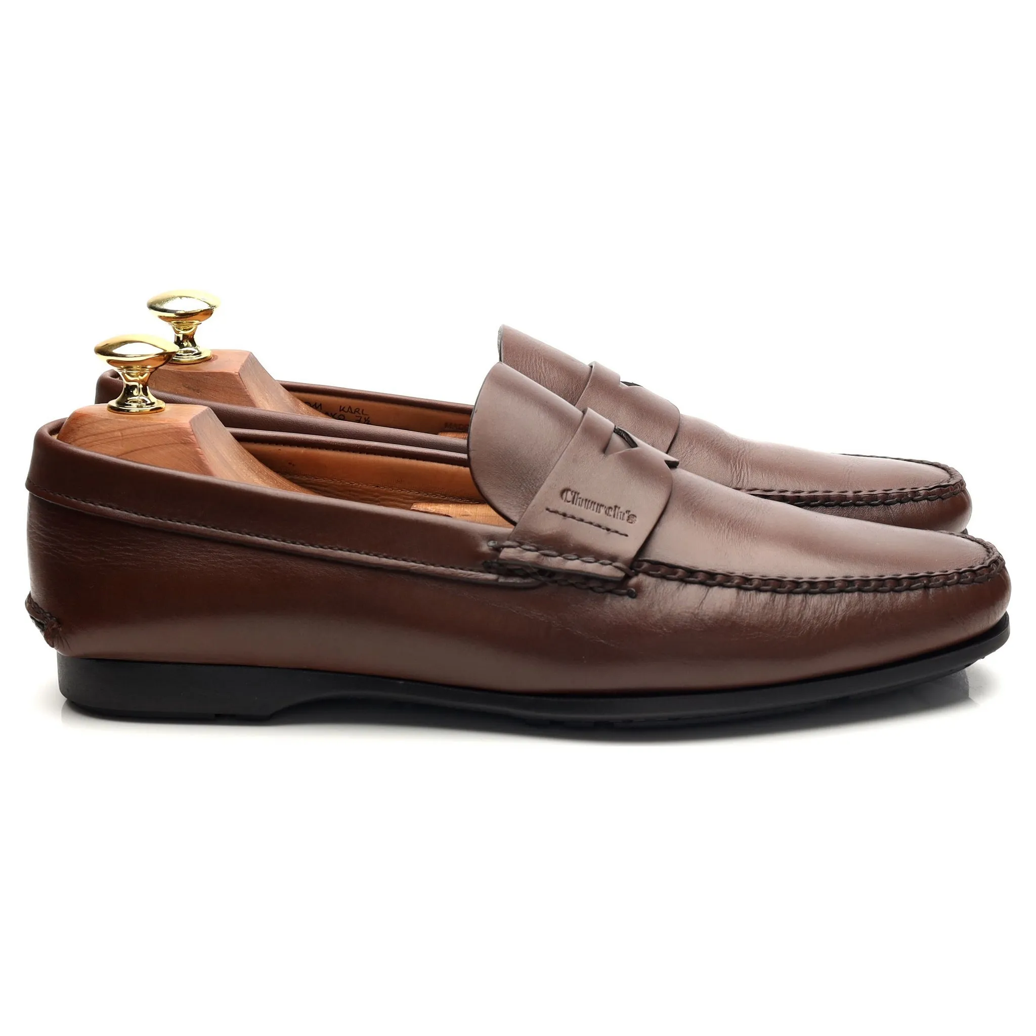'Karl' Brown Leather Loafers UK 7.5