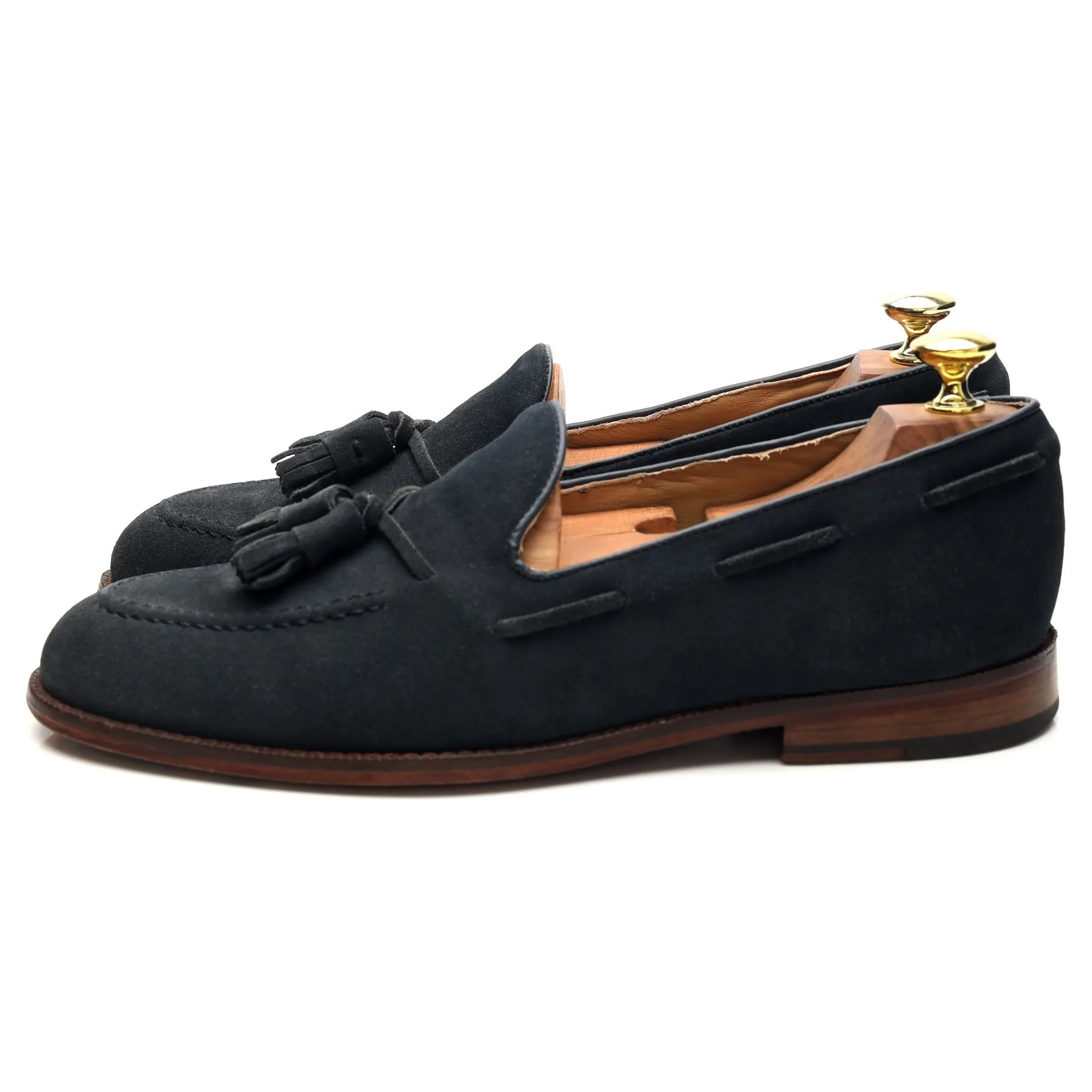 Navy Blue Suede Tassel Loafers UK 7