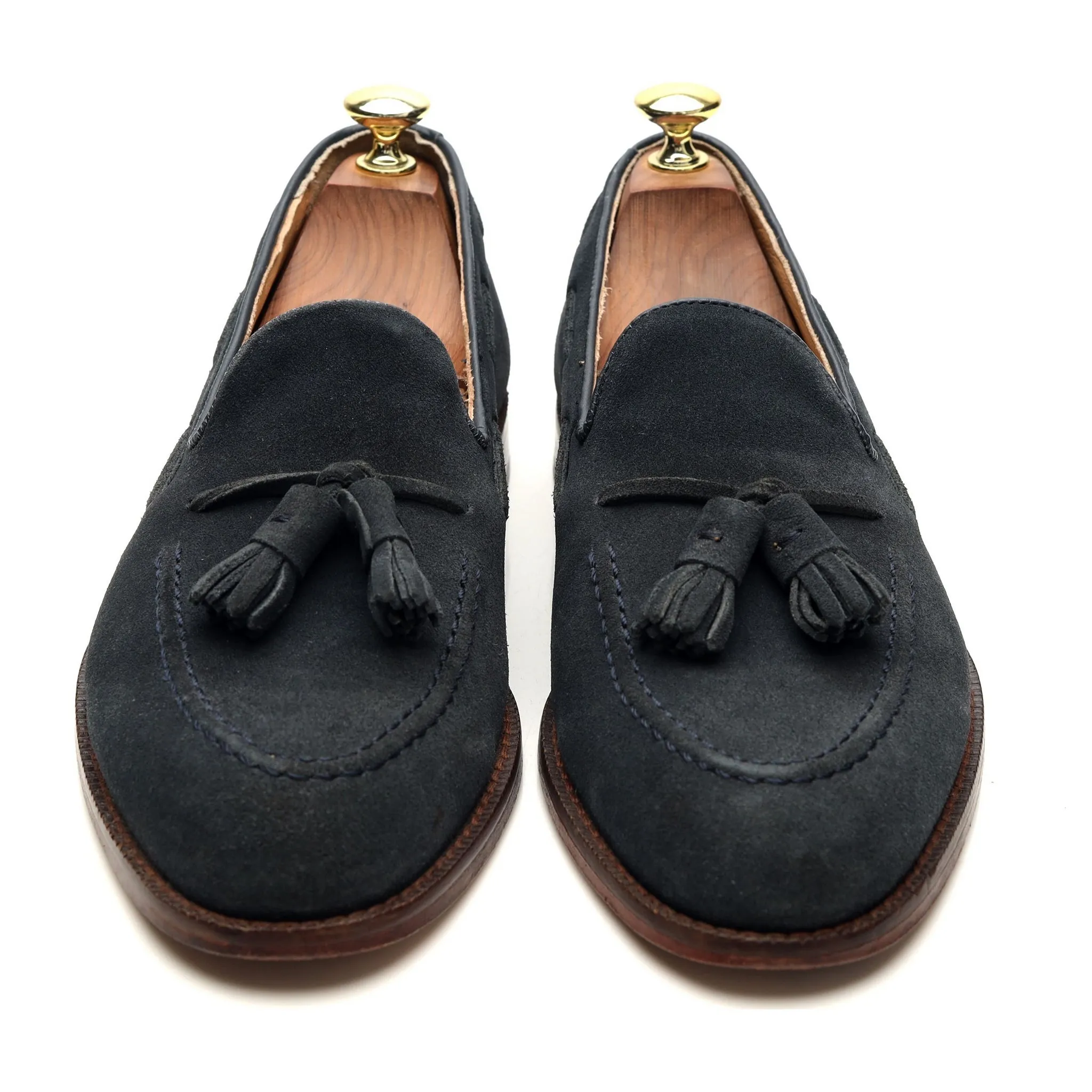 Navy Blue Suede Tassel Loafers UK 7