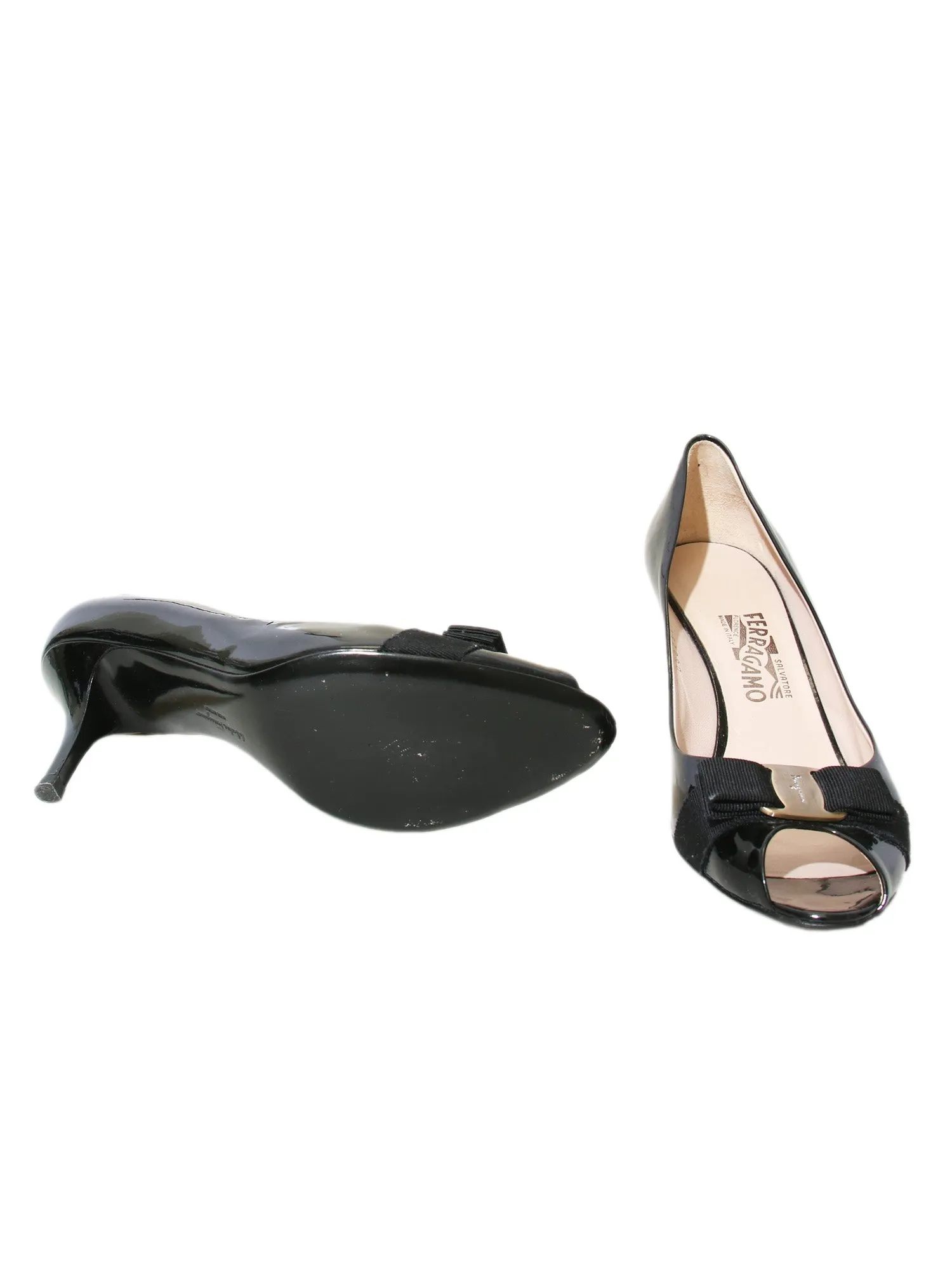 Patent Leather Peep-Toe Pumps