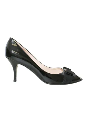 Patent Leather Peep-Toe Pumps