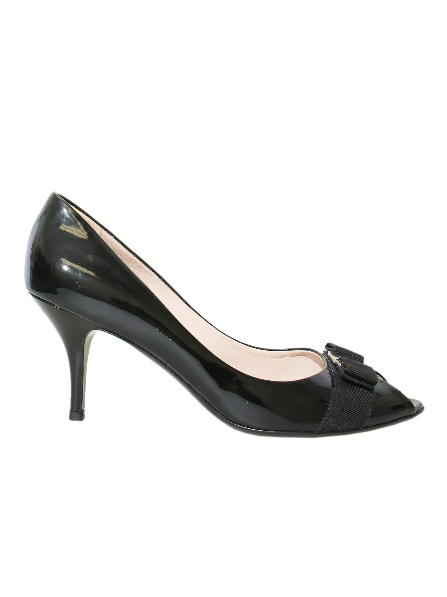 Patent Leather Peep-Toe Pumps