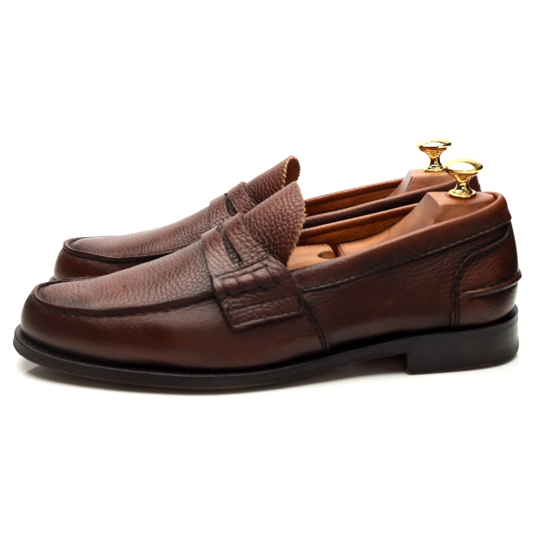 'Priory' Brown Grain Leather Loafers UK 9 G