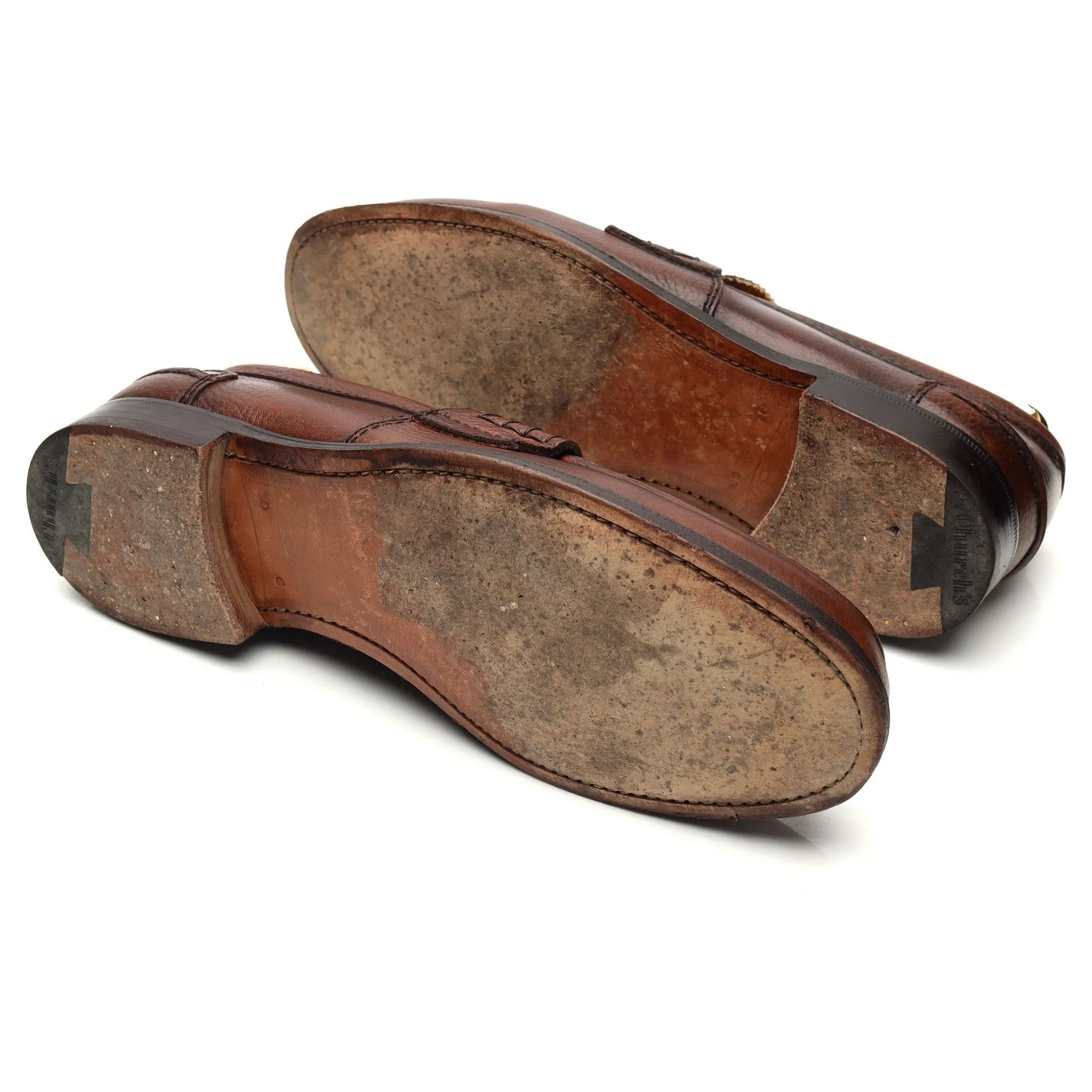 'Priory' Brown Grain Leather Loafers UK 9 G