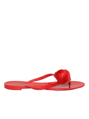Rubber Flower Flat Sandals