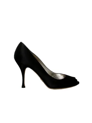Satin Peep-Toe Pumps