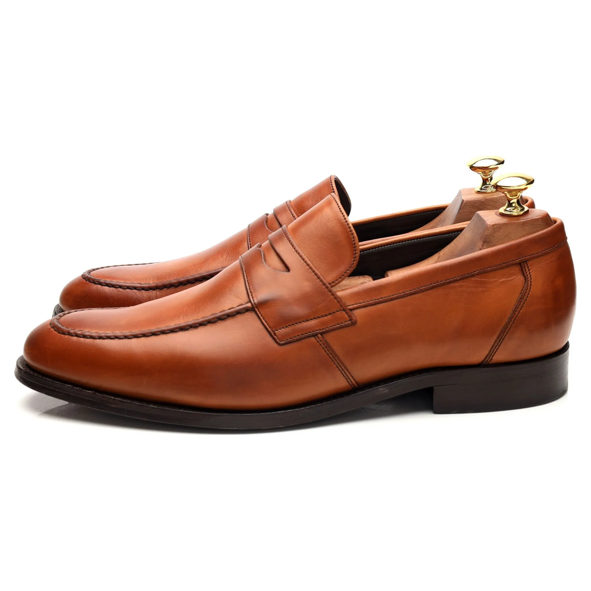 'Warner' Tan Brown Leather Loafers UK 9.5 F