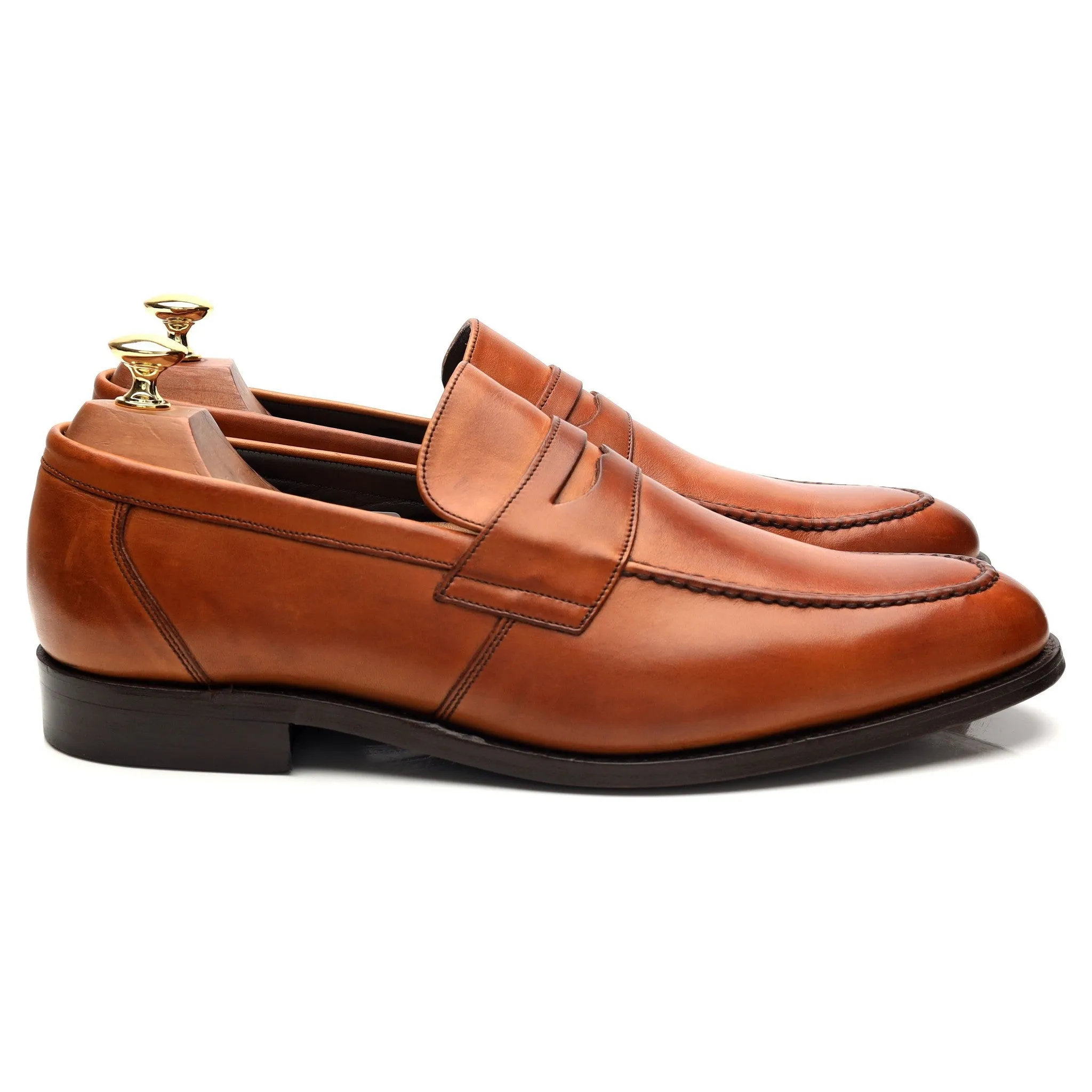 'Warner' Tan Brown Leather Loafers UK 9.5 F