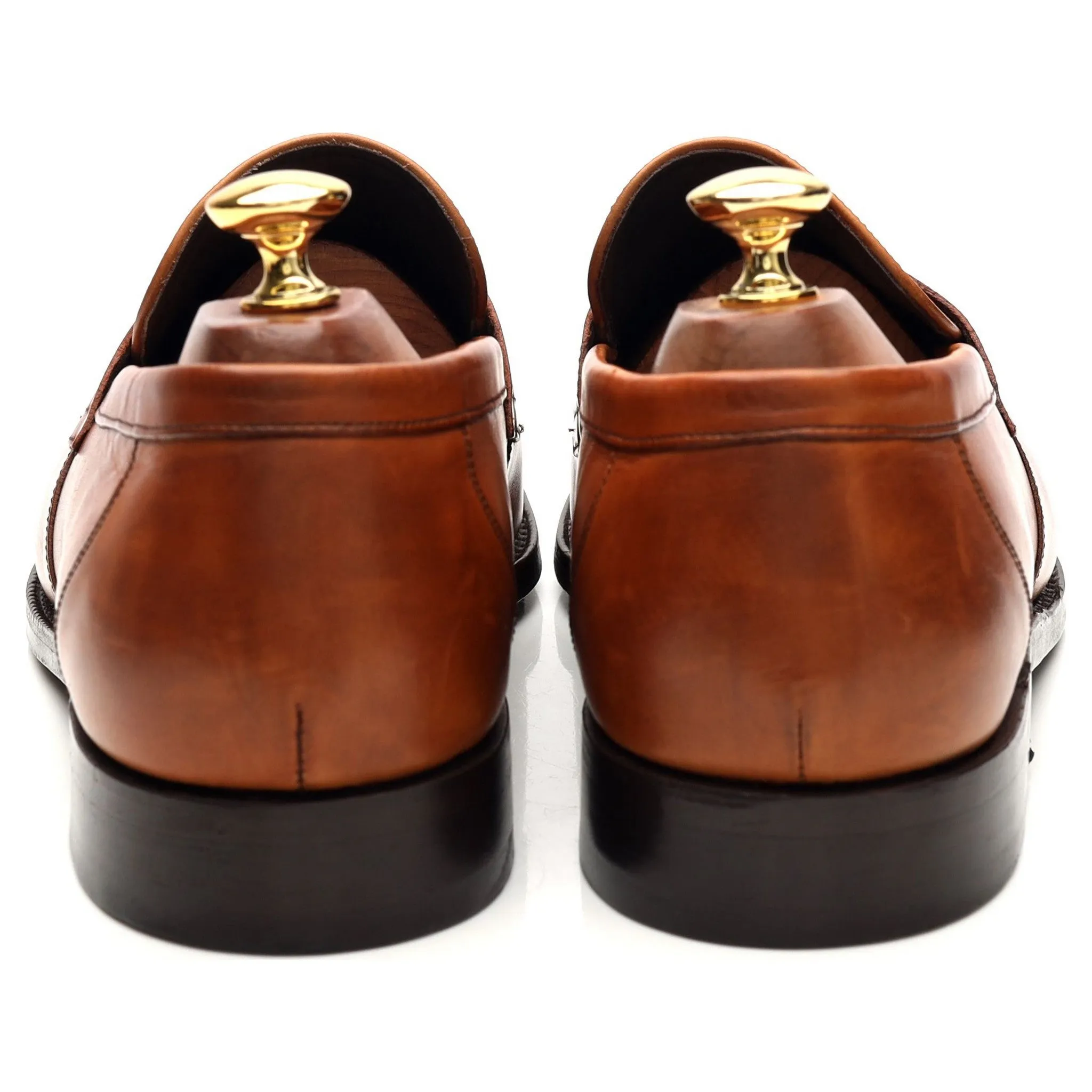 'Warner' Tan Brown Leather Loafers UK 9.5 F