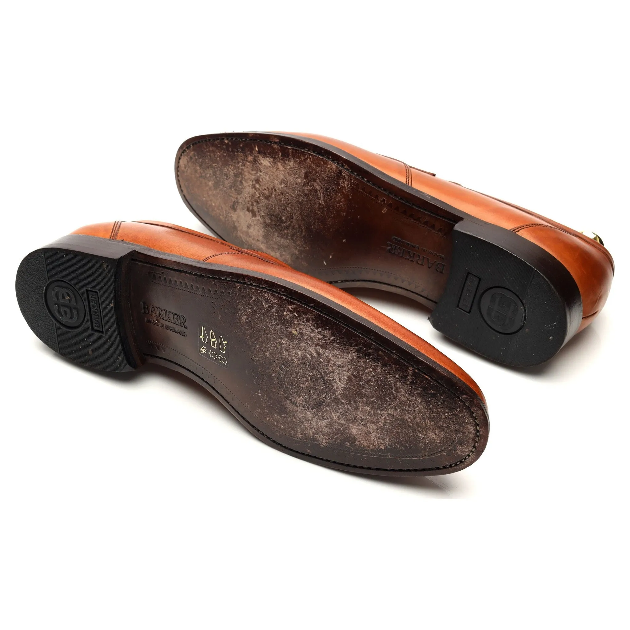 'Warner' Tan Brown Leather Loafers UK 9.5 F