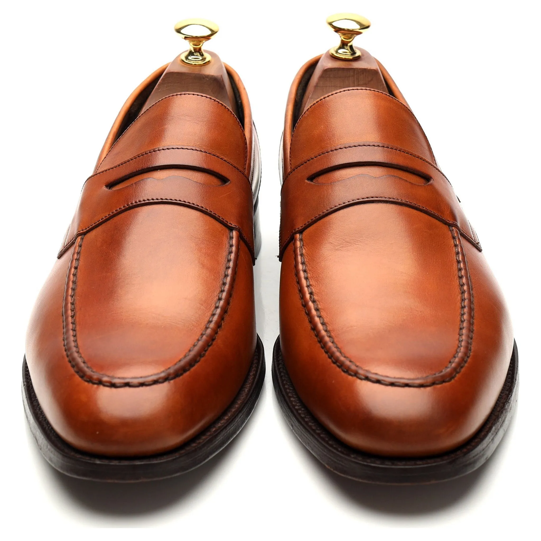 'Warner' Tan Brown Leather Loafers UK 9.5 F