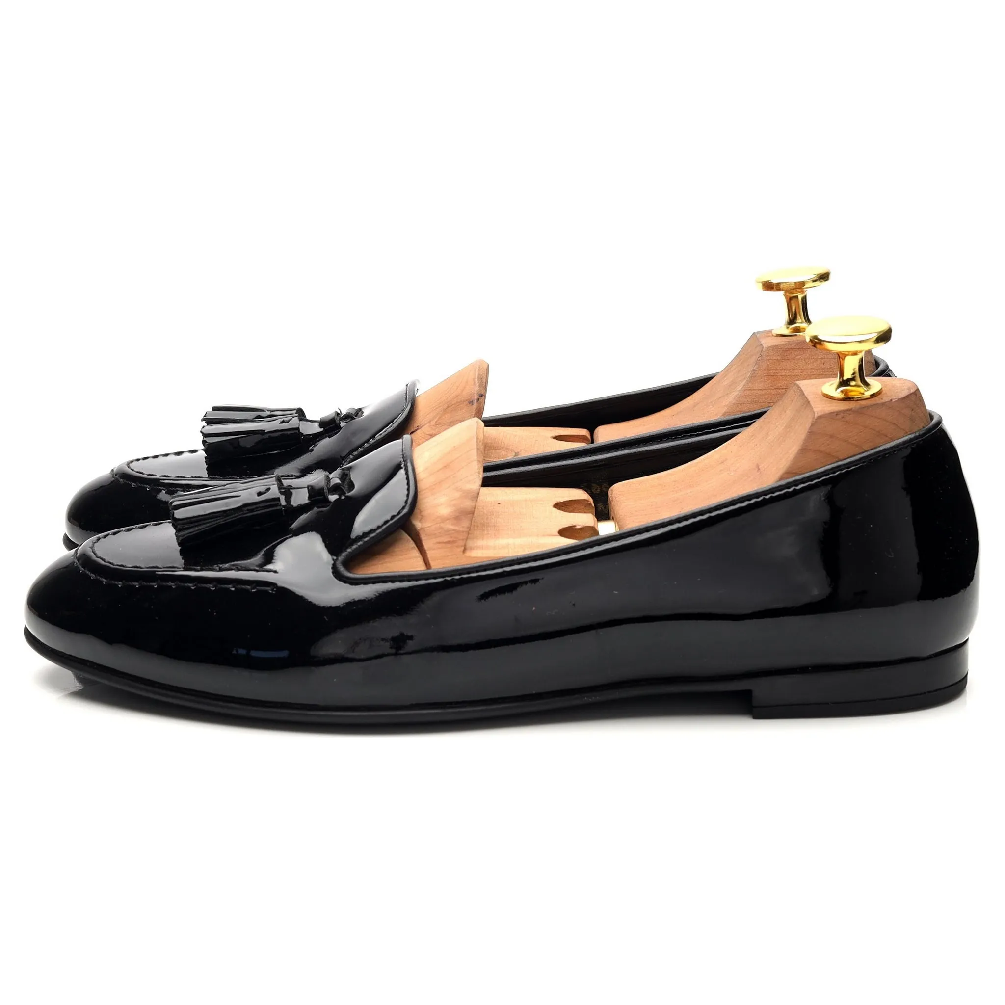 Women's 'Nina' Black Patent Leather Tassel Loafers UK 4 EU 37