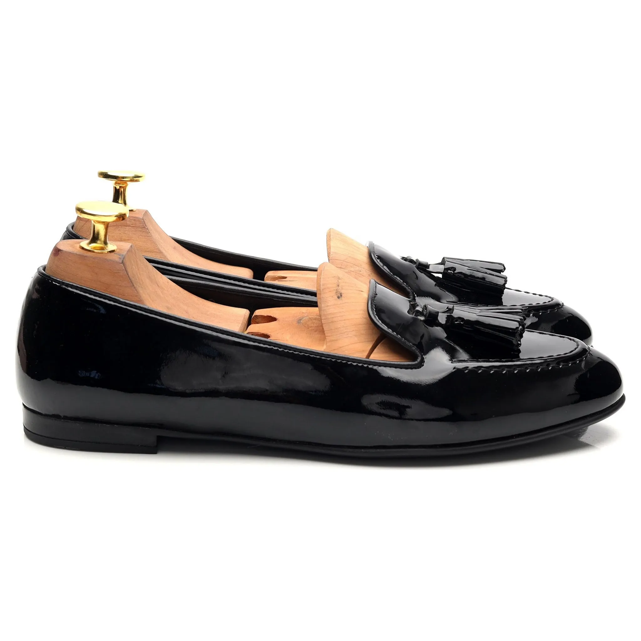 Women's 'Nina' Black Patent Leather Tassel Loafers UK 4 EU 37