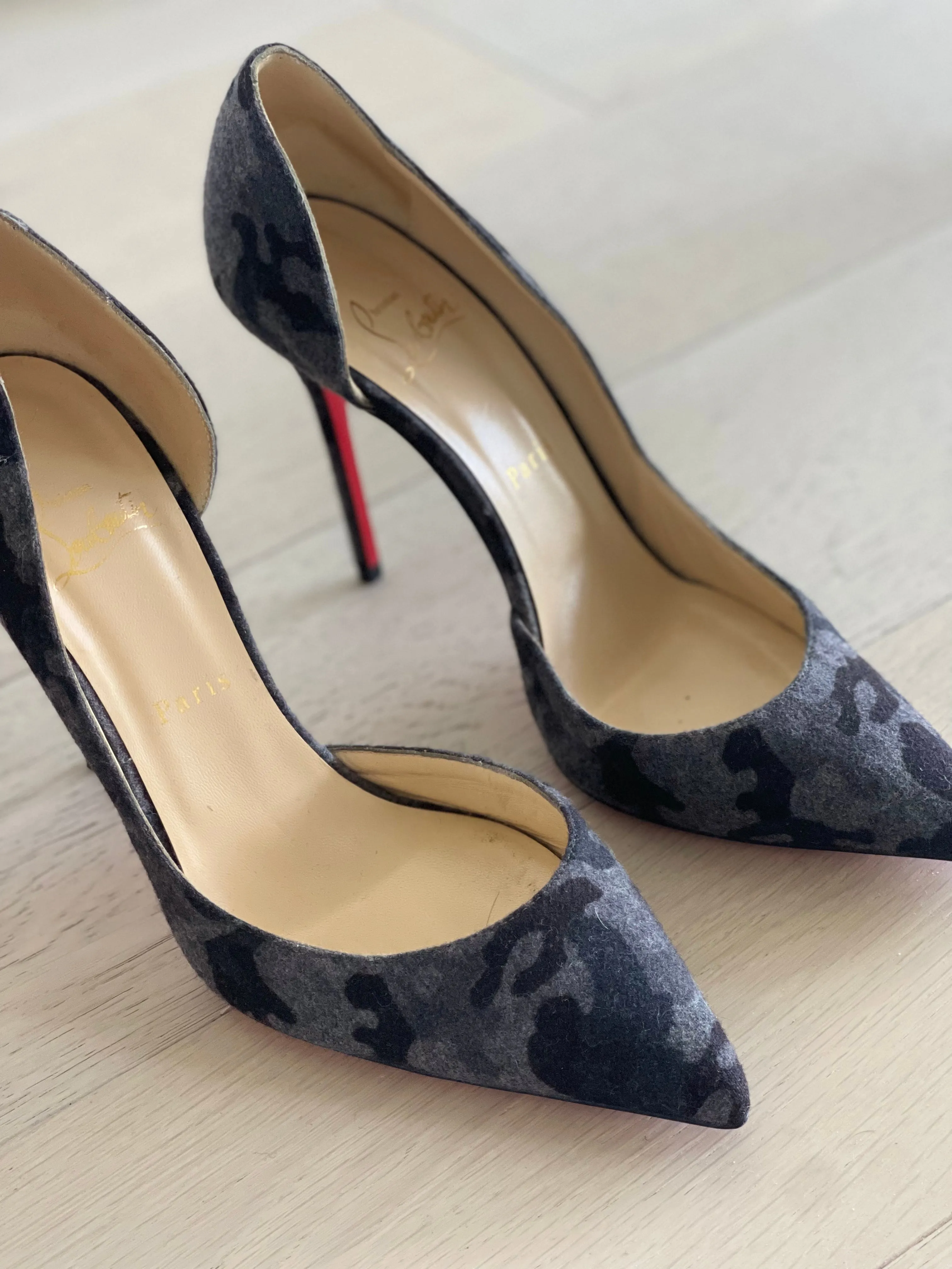 Wool Camouflage Print Pumps