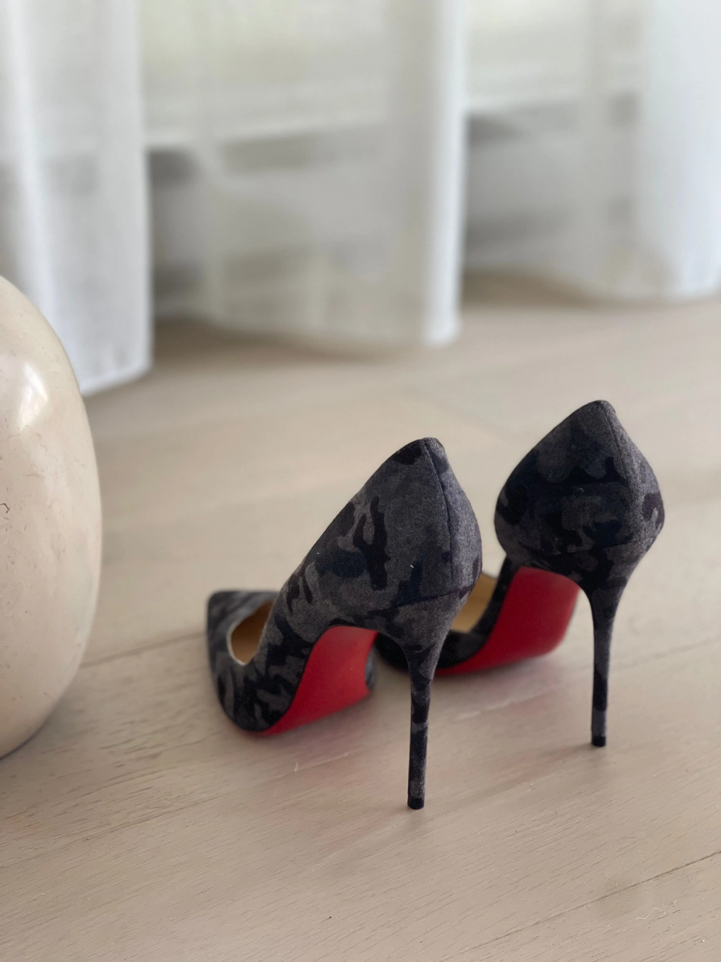 Wool Camouflage Print Pumps