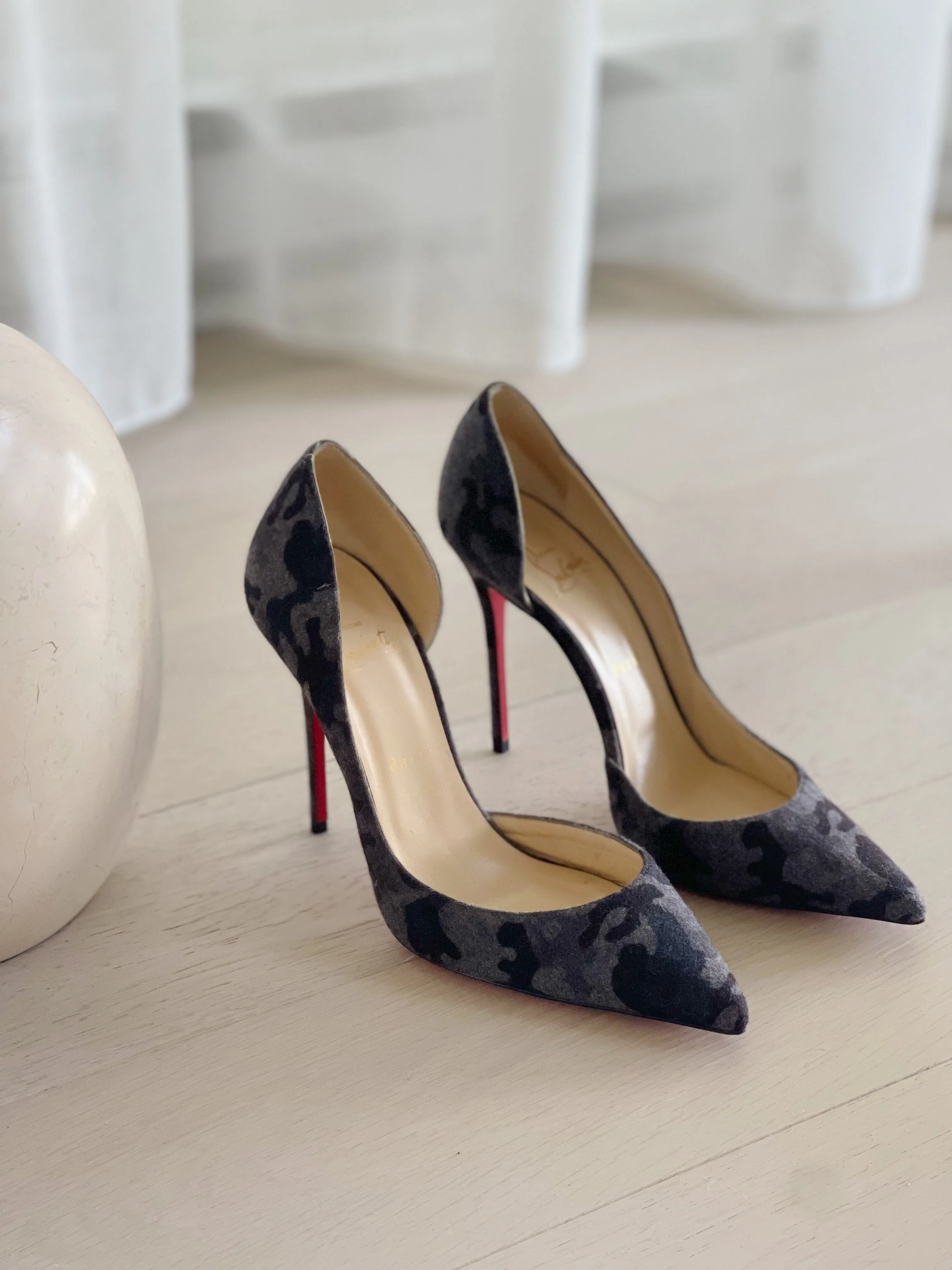 Wool Camouflage Print Pumps